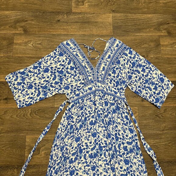 Baltic Born Watson Kimono Maxi Dress Blue White Size XL - Picture 10 of 10